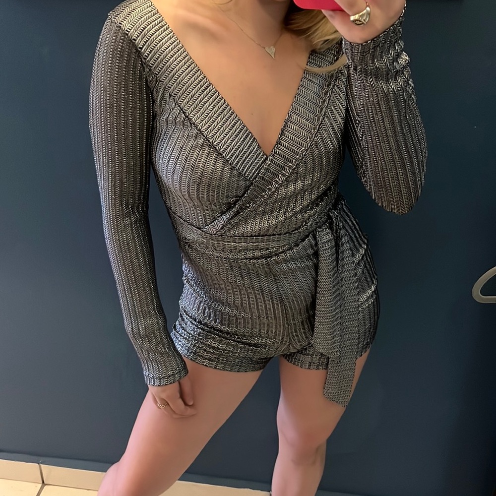 Metallic silver jumpsuit